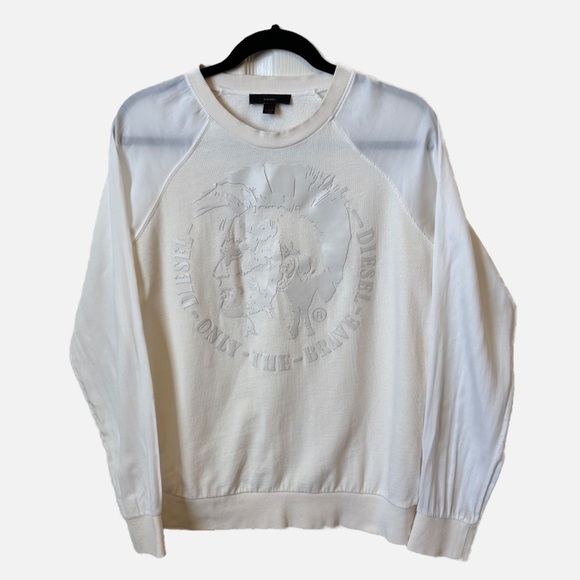 Diesel Only The Brave Women’s Sweatshirt with Raglan Sheer Long Sleeves Medium - Picture 1 of 11